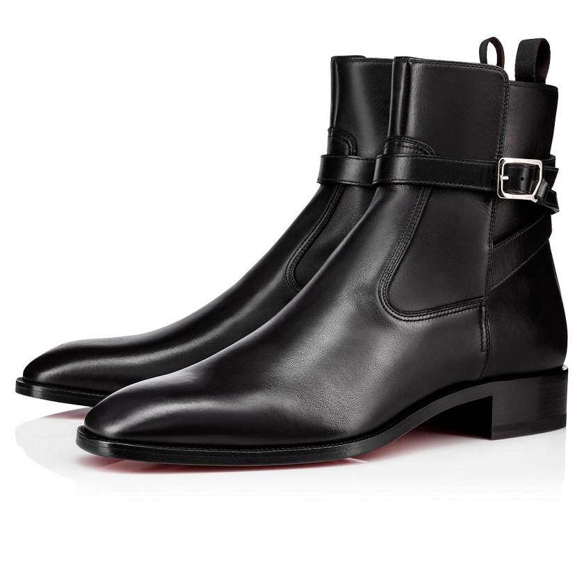Men's Christian Louboutin Kicko Leather Chelsea Boots - Black [7842-136]